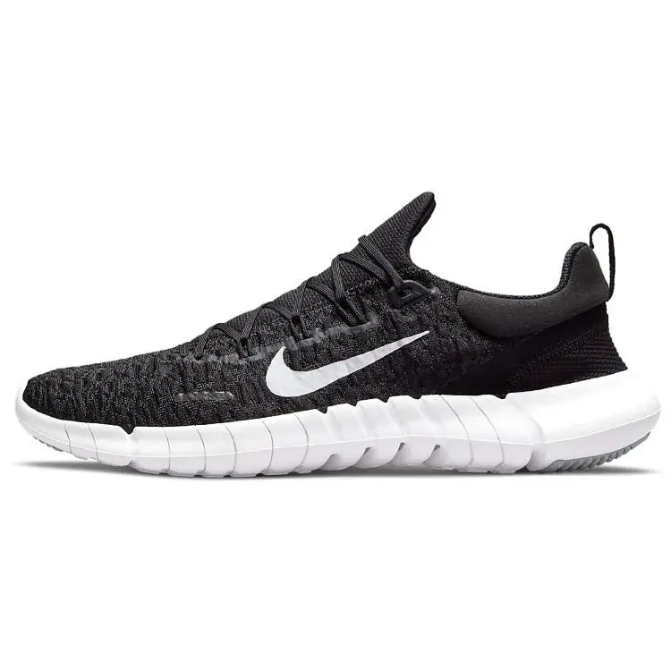Nike Free Run 5.0 Black White 2021 Breathable Low Top Casual Running Shoes Men's Dark Smoke Grey-White CZ1884-001