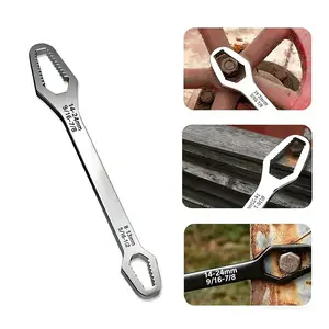 Universal Car Torx Wrench 8-24mm Self-tightening Double-head Spanner Non-Slip Multi-function Tool for Nuts Bolts Repair Professional Assembly Disassembly