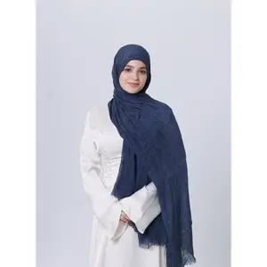 Kreshah Hijab - Jeans 100% Cotton Lightweight Shawl 190cm x 80cm Two Tones Hand Washable Everyday Wear Special Occasions