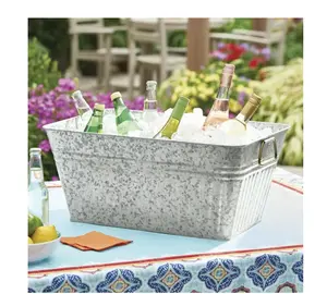 Large Rectangle Galvanized Tub BH28-056-099-29, 22 in L x 15 in W x 10 in H, Galvanized Finish, Ideal for Various Applications