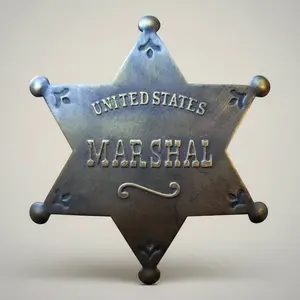 U.S. Marshal Style Solid Brass Star Badge