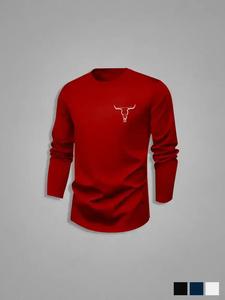 men's classic 4-piece set, cow print casual long sleeve t-shirts, fitted moderate fabric, spring & fall basic tops