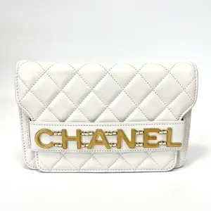 Pre-owned CHANEL Letter Logo WOC Chain Bag | 24cm, White, Quilted Calfskin, 2020 | N21917111
