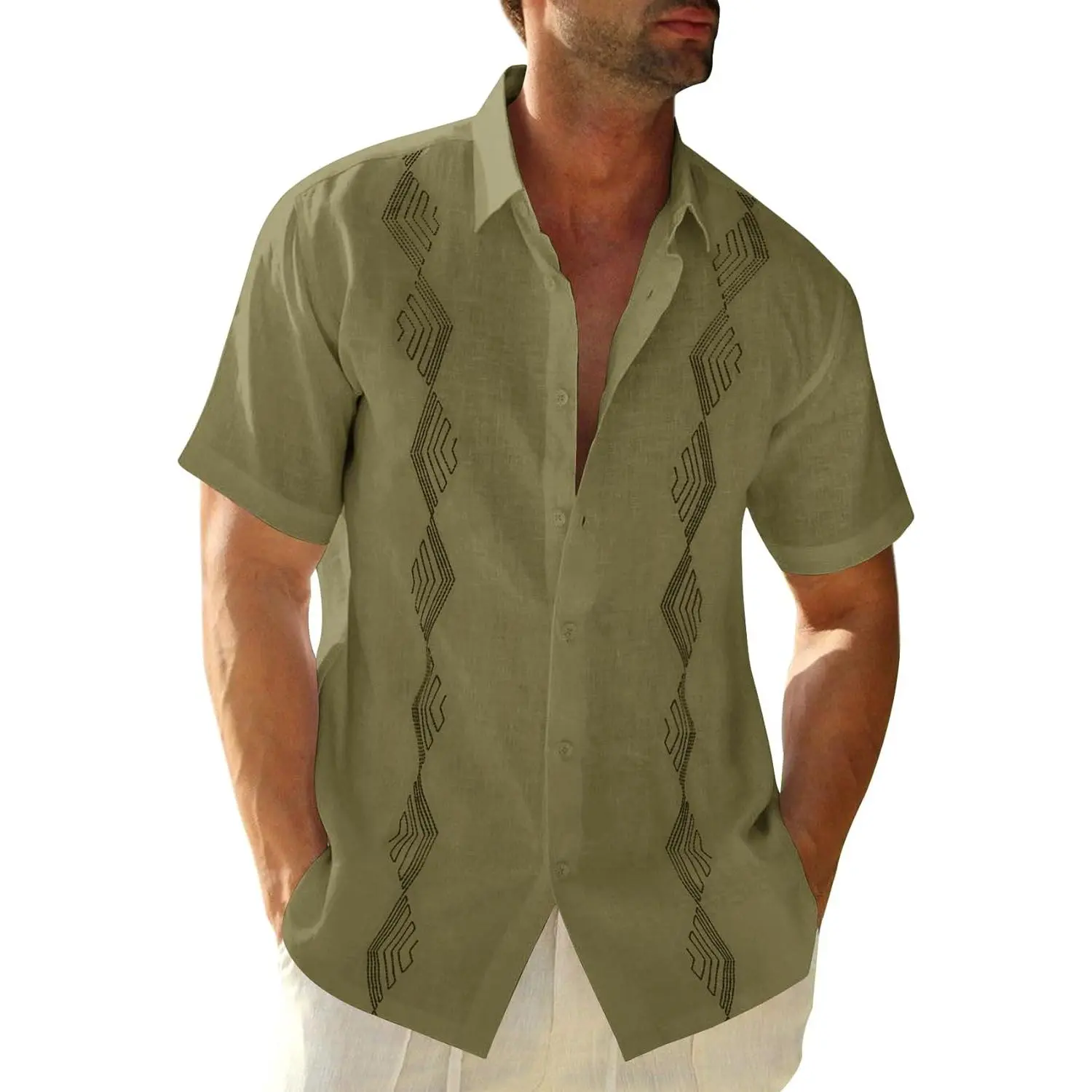 PASLTER Men Cuban Guayabera Shirts Linen Short Sleeve Button Down Cotton Mexican Beach Wedding Shirt Casual Kurta Menswear - TikTok Shop PASLTER Men Cuban Guayabera Shirts Linen Short Sleeve Button Down Cotton Mexican Beach Wedding Shirt Casual Kurta Menswear - TikTok Shop