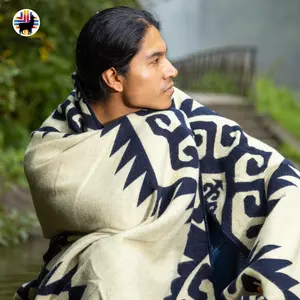 Hyacinthus Alpaca Blanket Bohemian Design Soft Cozy 80% Alpaca 20% Acrylic Handmade Queen Size 74x94 Inches Warm Stylish for Cuddling and Comfort