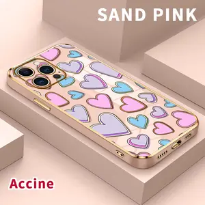 Electroplated Phone Case for iPhone 15 Pro Max 16 14 Plus 13 12 11 Hearts in Harmony Soft TPU Silicone Dirt-proof Easy to Clean Soft Cover Gift