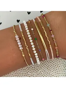 Fashion Style Ccb Beaded Bracelet Set, Stackable Bracelets, Colorful Dripping Chain Bohemian Design, Unique Individuality Jewelry for Women