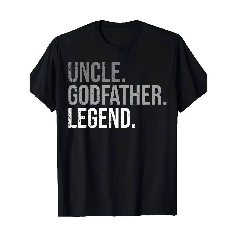 Men's Godfather Themed T-Shirt - Uncle Godfather Legend Design with Godfather Proposal & Baptism Graphics, Soft Breathable Cotton Tee, Machine Washable Casual Shirt for all-Season Wear & Italian Mob Fan Apparel Oversized Print Crewneck Comfy Menswear Basi