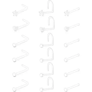 18G 20G Clear Nose Studs for Work Bioflex Plastic Nose Rings for  Nostril  Retainers  Heart Flat Top