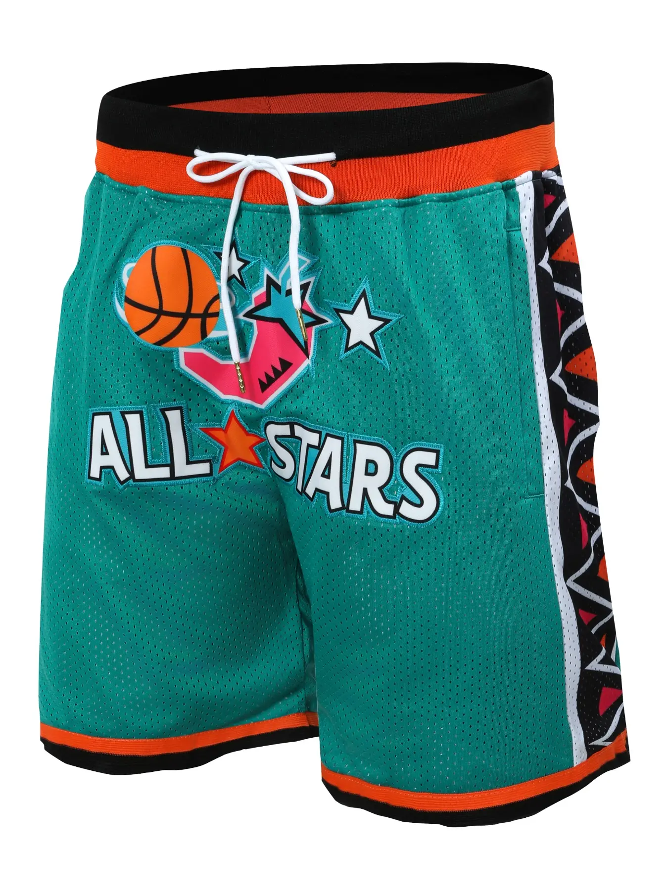Men's Green Basketball Shorts, Vintage Embroidered Zipper Gym Shorts, Casual Training Pants, Streetwear Sports Shorts for Spring & Fall, Athletic Shorts, Sporty Shorts