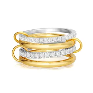 TEWIKY 14K Gold/Sliver-Plated Interlocking Four Rings Unique Design Perfect for Parties Valentine's Day Gift Versatile for Various Occasions