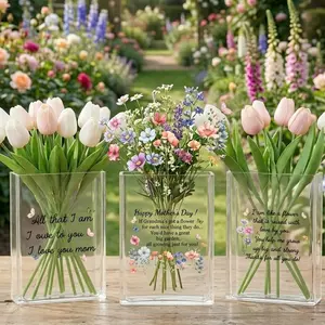 Mothers Day Quote Acrylic Book Vase, Happy Mother's Day Flowers Vases, Gift for Mama Nana from Daughters Son