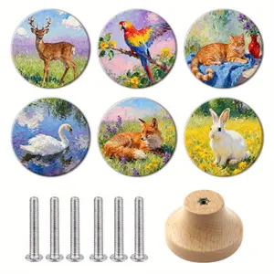6PCS Art Nouveau Style Pulls, Handcrafted Wooden Drawer Pulls and Kitchen Cabinet Knobs, Dresser Drawer Handles, Polished Surface, Personalized Pattern Design, Decorative Drawer Pulls, Home Decor, Interior Decoration.