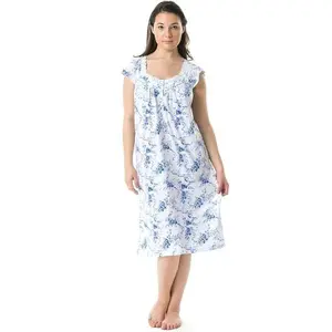 Pretty Woman 100% Cotton Knit Women Nightgown Sleepwear Pajamas Nightshirt Comfort Loungewear Womenswear Breathable Elegance Style Homewear night gown women Comfortable Floral Sleeveless