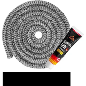 Wood Stove Gaskets Gasket Rope Replacement for Woodstoves and Fireplaces Door Seal High Temperature Resistant Fiberglass Gasket Kit Size 1/2"(12mm) Length 72" Grey Color