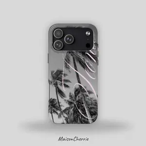 Palm Tree iPhone Case, Black White Typography Design