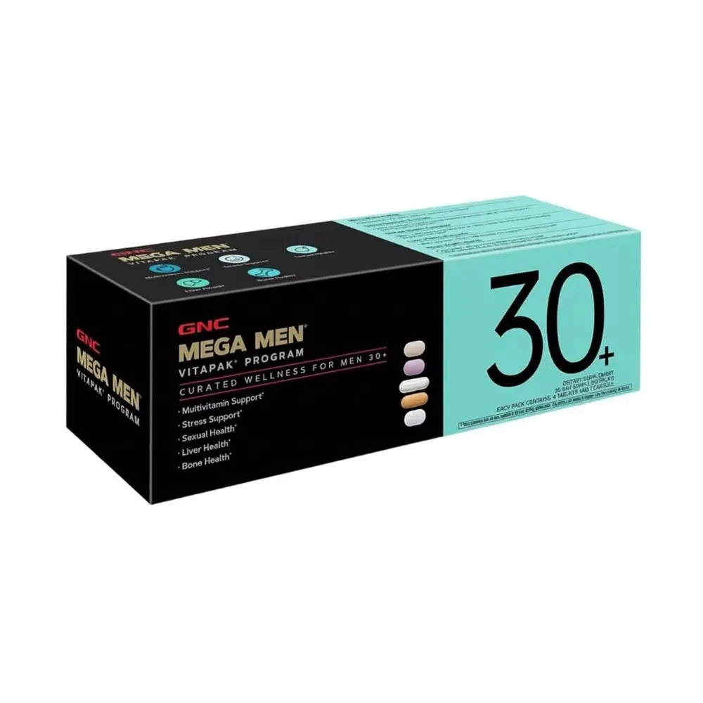 GNC Mega Men's 30+ Vitapak, 5-in-1, Multivitamin, Stress & Bone Support, 30 Count, Healthcare, Dietary Supplement, Overall Wellness, Fitness