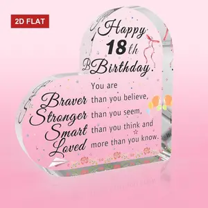 18th Birthday Heart Acrylic Ornament, Inspirational Quote Desktop Decor, Adult Gift for Girls, Anniversary Souvenir, Elegant Design