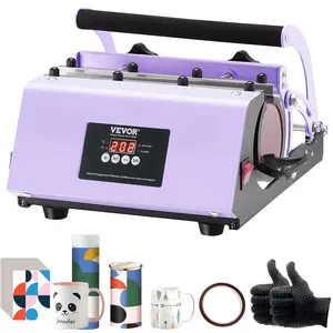 VEVOR Tumbler Heat Press Machine, 11-30oz Mug Press, Heat Up Fast and Even, Tumbler Press with Sublimation Paper, Tape and Gloves, Temp and Time Setting, for Sublimation Tumblers, Cups, Mugs, Purple