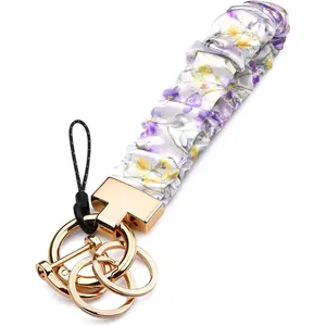 Scrunchie Keychain Wristlet Cute Stretch Key Chain for Women Wrist Lanyard for Car Keys Wallet Gym & Travel