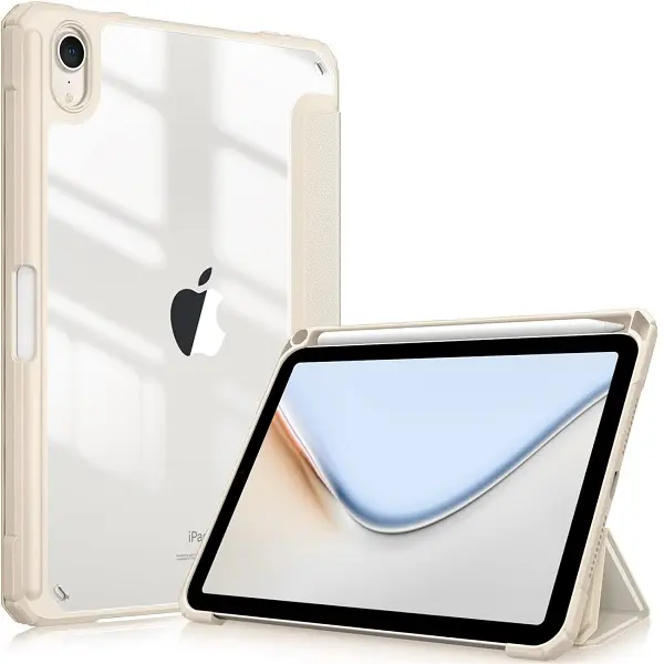 Fintie Hybrid Slim Case for iPad Mini 7 (A17 Pro)/ iPad Mini 6th Gen 8.3", Crystal Back and Pencil Holder, Lightweight iPad Protection Cover