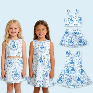 Girls castle print active athletic wear set