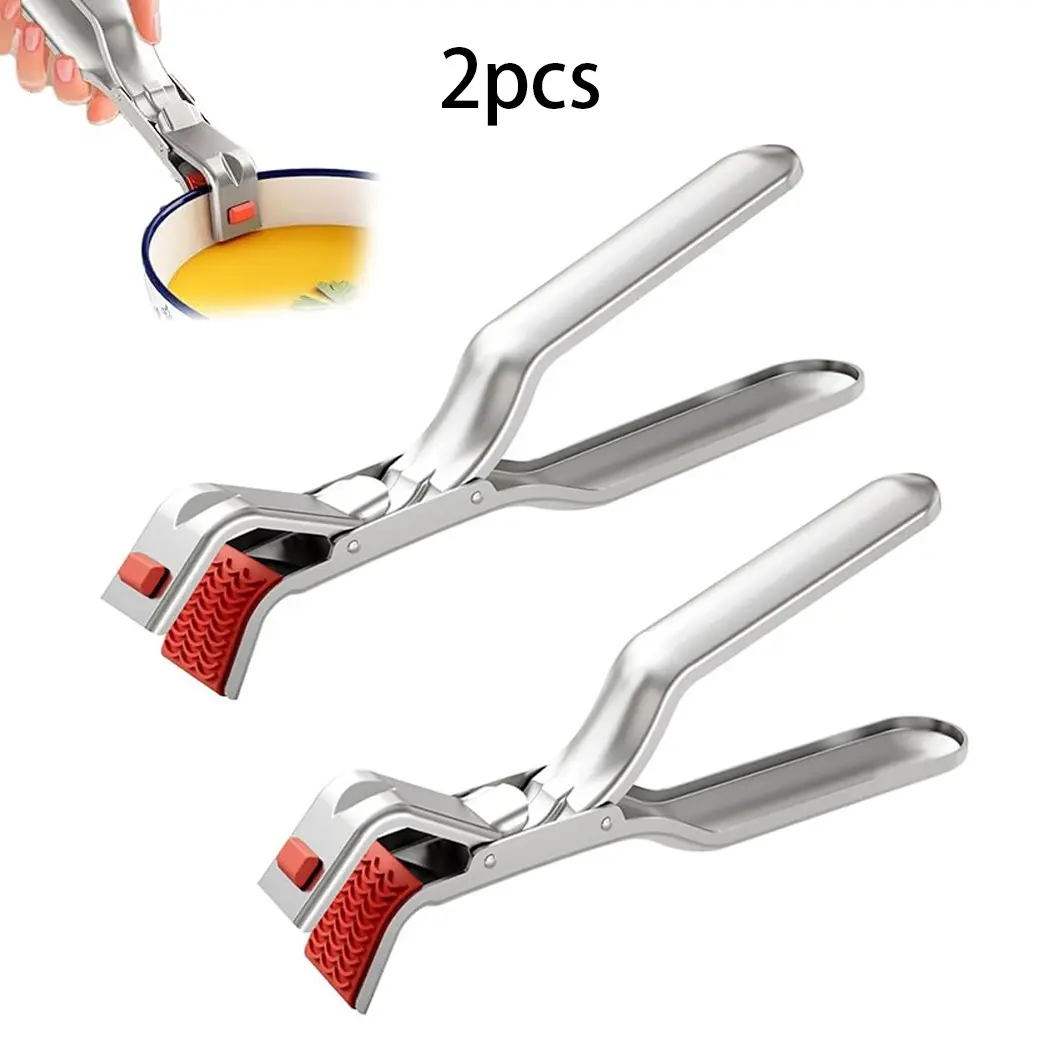Temp ≤120℃Stainless Steel Heat Resistant Bowl Clip Set, 2-Piece Kitchen Utensils Tools, Kitchen Gadget, Microwave & Air Fryer Safe, Multi-Functional Food Holder