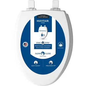 Kendall Never Loosens Elongated Enameled Wood Toilet Seat with Easy Clean and