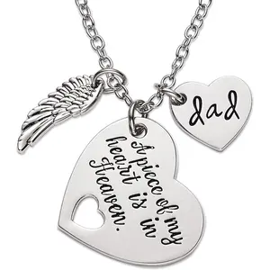 Memorial Necklace A Piece of My Heart is in Heaven Memorial Dad Mom Necklace Loss of Father Gift