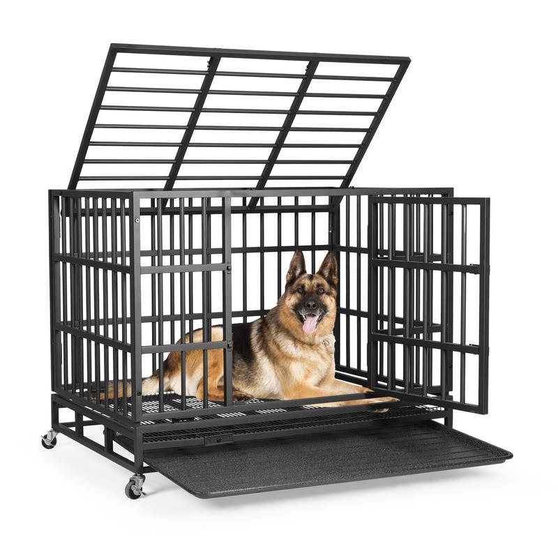 Dog Box Locks 42” Heavy Duty Indestructible Dog Crate, High Anxiety Dog Crate, Escape ...