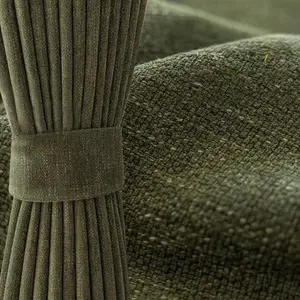 Premium Olive Textured Light Blocking Thick Curtain, Vintage Style Fabric, Suitable for Bedroom Living Room Dining Room