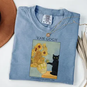 Comfort Colors Cat Shirt, Funny Cat Shirt, Van Gogh Shirt, Cat Meme Shirt, Black Cat T Shirt, Art Shirt, Artist Tee, Kitty Lover Gift Tee
