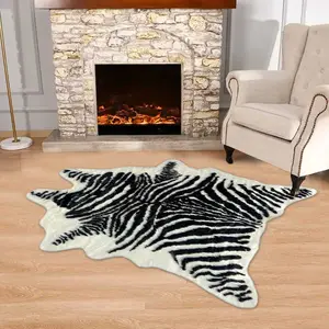 Creative Zebra Stripe Pattern Animal Print Rug, 1 Count Non-slip Soft Floor Mat, Decorative Carpet for Home Living Room Bedroom Hotel