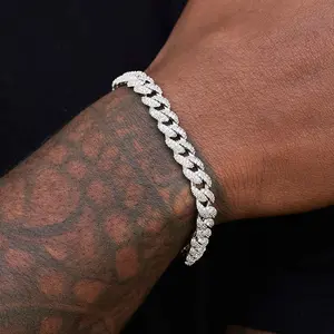 GLD 8.5mm Iced Cuban Chain Link Bracelet in White Gold | 14K Plated CZ Stones Lifetime Guarantee GLD 8.5mm Iced Cuban Chain Link Bracelet in White Gold | 14K Plated CZ Stones Lifetime Guarantee