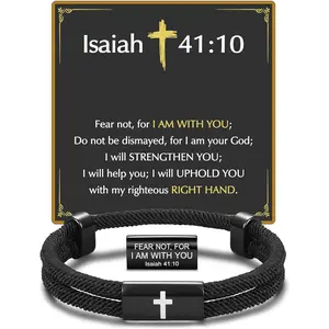 Verse  Bracelet for Boys & Men Easter Basket Stuffers Christian Baptism Confirmation Birthday Christmas Graduation Gifts