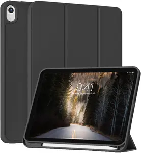 for  iPad (A16) 11th Generation Case 11 Inch 2025, iPad 10th Generation Case 2022 10.9 Inch with Pencil Holder, Trifold Stand with Soft TPU  Cover, Support Touch ID, Auto Wake/Sleep, Black