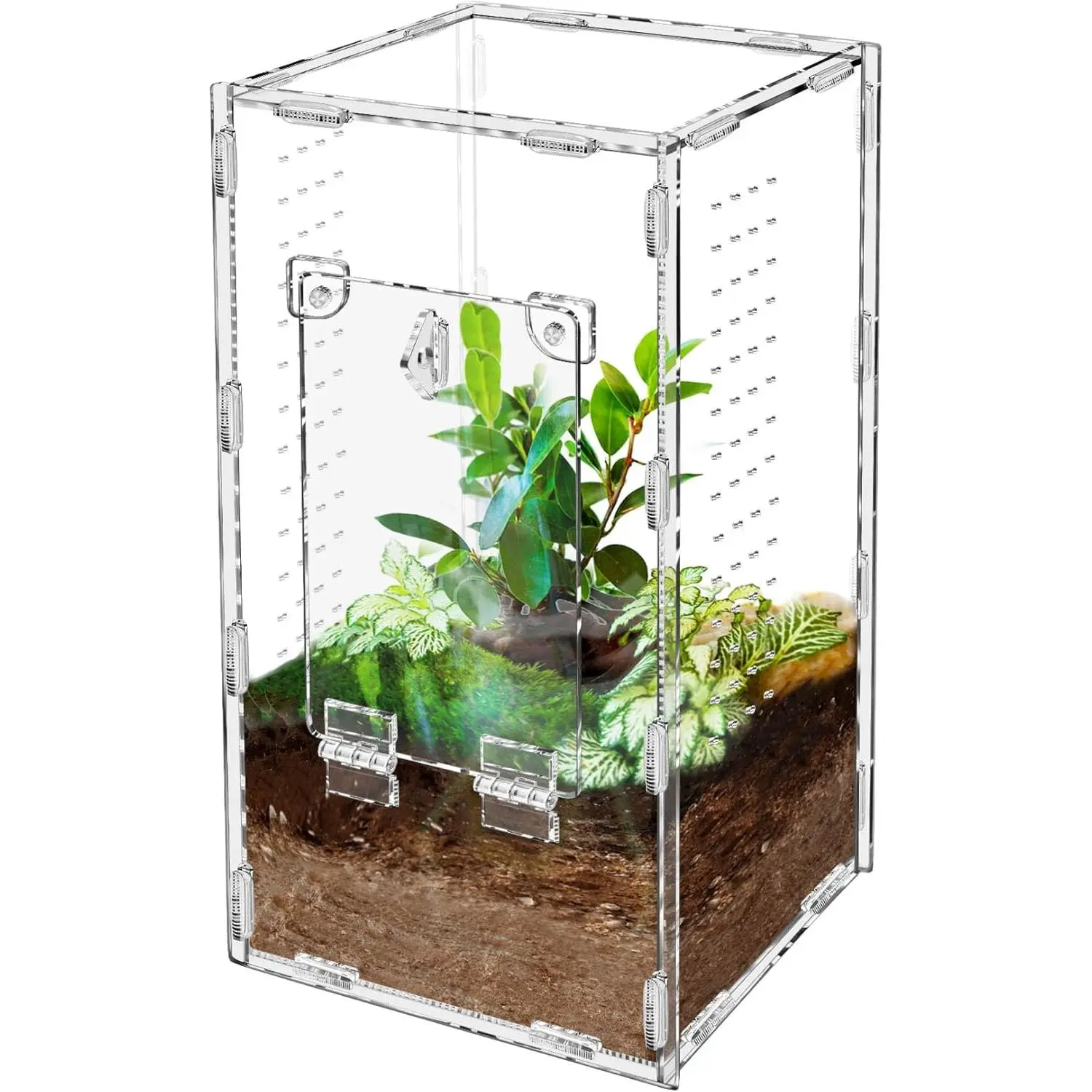 Spider Enclosure, Tarantula-Enclosure Large Acrylic Terrarium, Reptile Enclosure Jumping Spider Accessories with Magnet Front Opening Door, Terrarium Kit(Large xx Inch, Assemble)