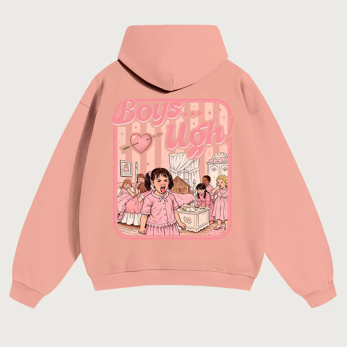Men's Vintage 90s "Boys...Ugh!" Movie Quote Graphic Pullover Hoodie - Oversized, Longsleeves, Soft Cotton-Polyester, Funny Valentine T-Shirt-Inspired Casual Streetwear, Mensfashion, Sweatshirts