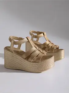 Women's Wedge Platform Sandals, Open Toe Gladiator Sandals with Ankle Strap, Black Chunky Heel Summer Shoes