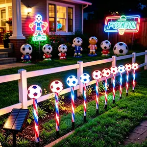5-Pack Solar-Powered Football Garden Lights, Waterproof LED Pathway Lights, Ideal for Courtyards, Lawns, Camping, Parties, Festivals