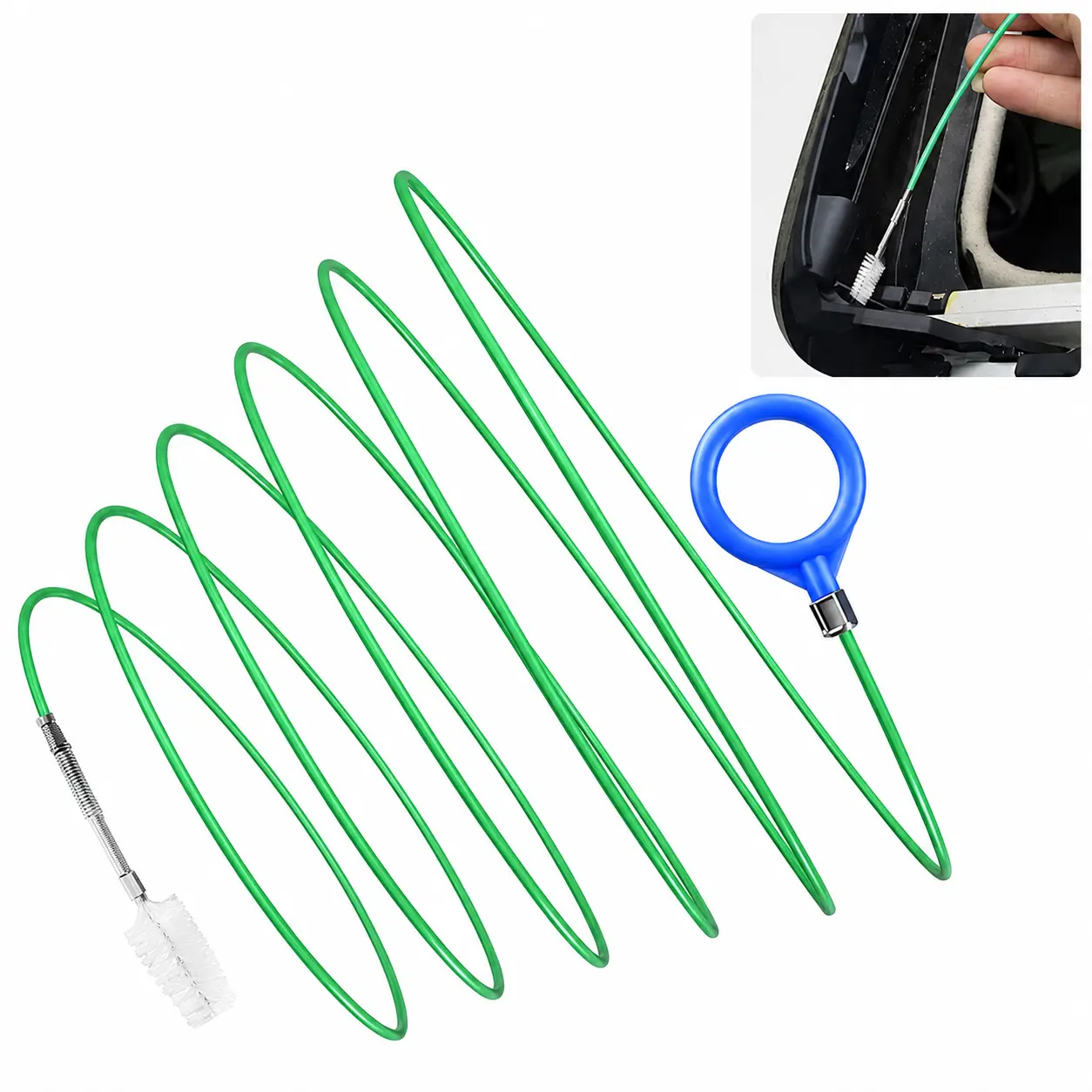 Bendable Dense Nylon Bristle Tool Tube Sunroof Drain Clog Remover - Waterproof & Corrosion-Resistant, Durable, Space-Saving Auto Accessory for Home DIY Vehicle Care, Long-Reach Brush for Pipe & Wiper Tank Debris Clearing (No Pipe Damage)