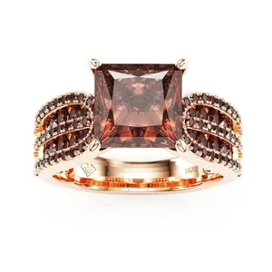 Jzora D Coffee Rose Gold Promise Ring Statement Jewelry For Bride Girlfriend Anniversary Or Special Gift