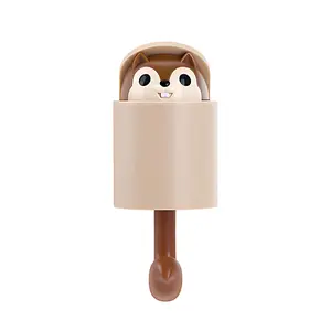 Creative Squirrel Wall Hook Key Holder, Kids Cute Coat Wall Hooks for Hanging, Adhesive Shower Towel Hooks for Bathrooms Wall Mounted, Hat Key Hooks Decorative for Wall, Small Keychain Hook Organiser Installation Hangable Hangers