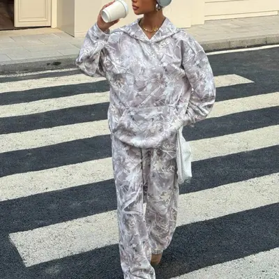 HOT Outfit Off The Shoulder Camo Sweatshirt Off The Shoulder