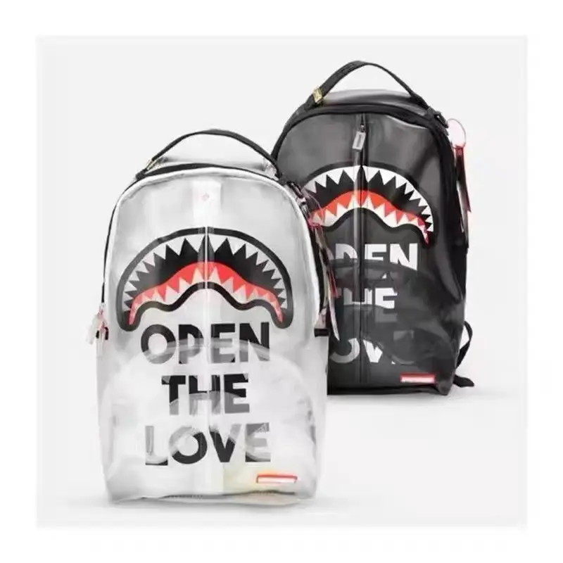 Sprayground Rip Me Open Transparent Shark Backpack, Clear PVC Shark Mouth School Bag, Large Capacity Laptop Daypack For Teen Men Women, Hypebeast Hip Hop Travel Bookbag, Back To School Essential, Festival Rave Clear Bag, Stadium Approved Concert Backpack