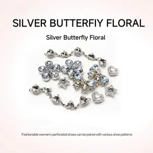 Trending DIY Rhinestone Shoe Charms for Crocs - Silver Butterfly Floral Bling Crystal Decorations for Girls Women Birthday Gift