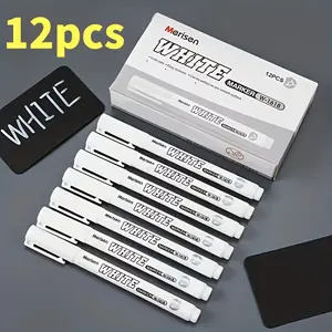 12pcs Waterproof Quick-drying White Marker Pen-Perfect For Graffiti, Glass Advertising, And Greeting Card Highlighting-Valentine'S Day Special，Back to School