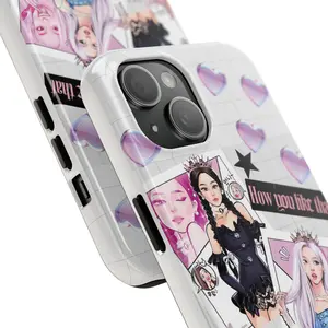 Black and Pink cute Phone Case, Phone Accessories, Cute Phone Case, Fashion Case, Perfect Gift for Her/Him, Phone Case for iPhone, Creative Dual Layer Case