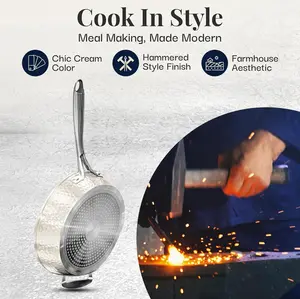 Gotham Steel Hammered Cream 12-in Aluminum Cooking pan Lowes.com