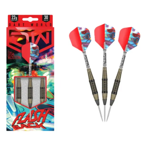 Dart World Flashback Steel Darts - Coated Steel Tips, Circular Grips, 5 Weight Options, Sports & Outdoor Leisure Recreation Equipment, Five Weights